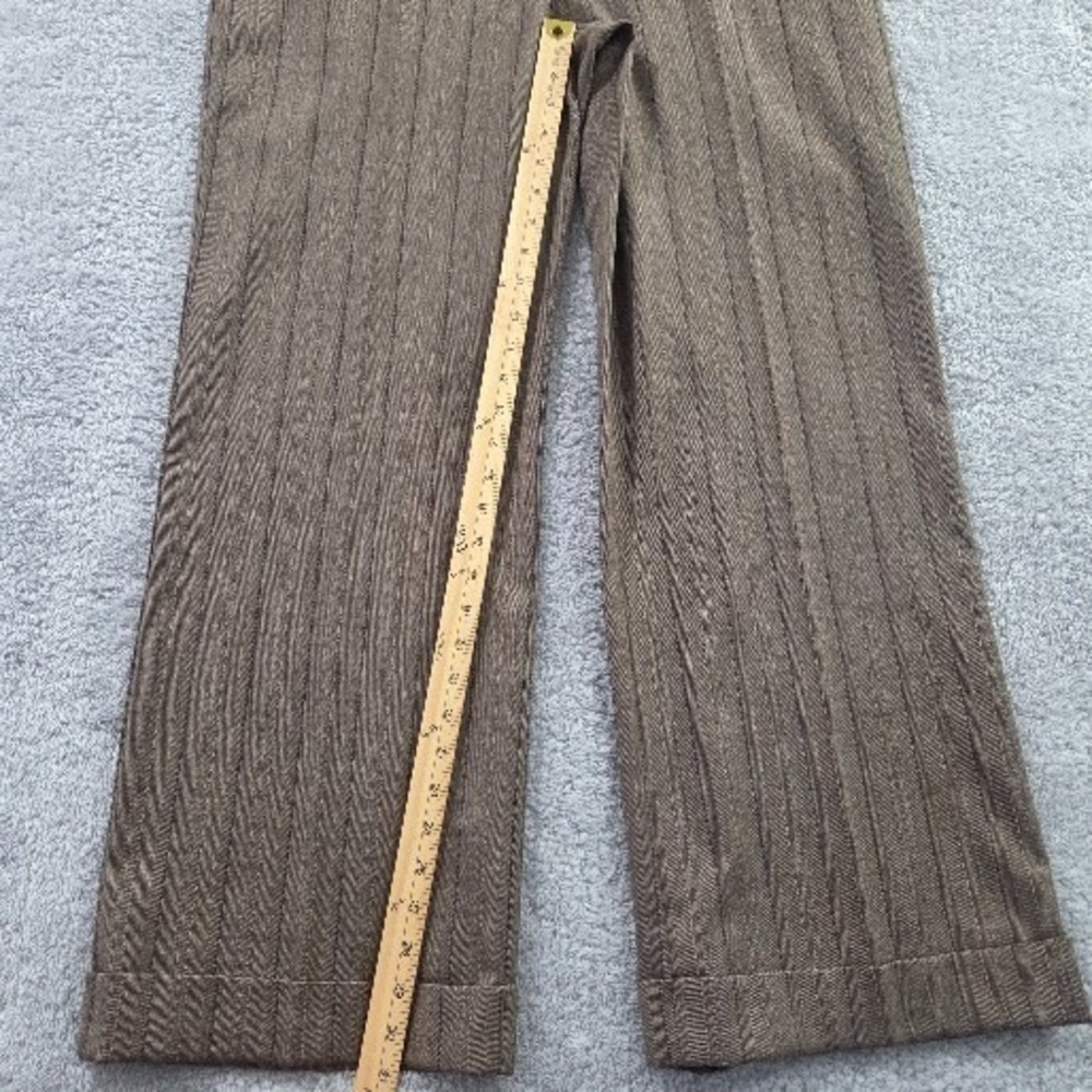 Chico's Women's 14 Brown Pinstripe Dress Pants Size 2.5 Straight Wide Leg Cuffed - Picture 8 of 13